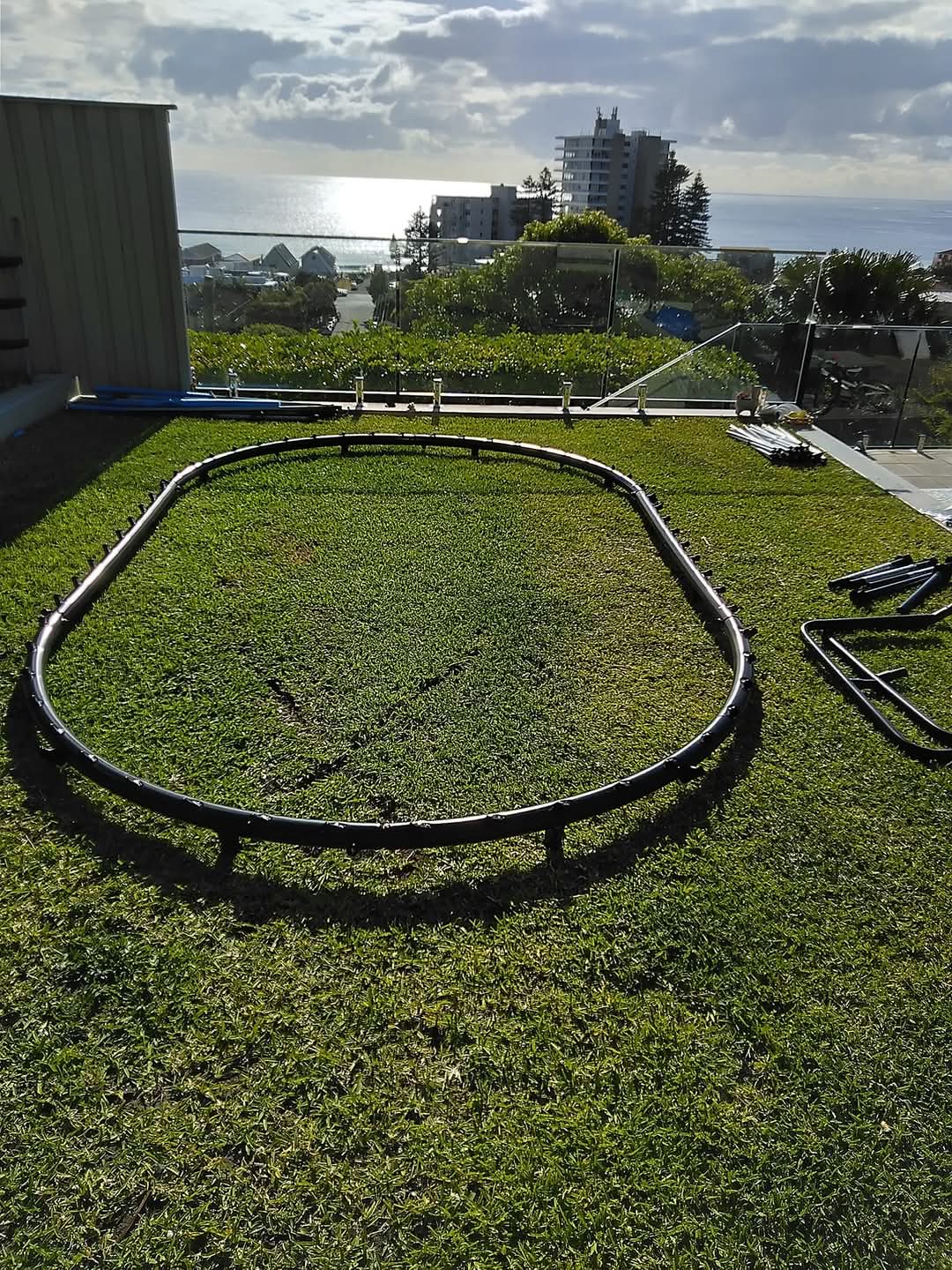 otg trampoline install before at collaroy showing a wonderful view of the sea 